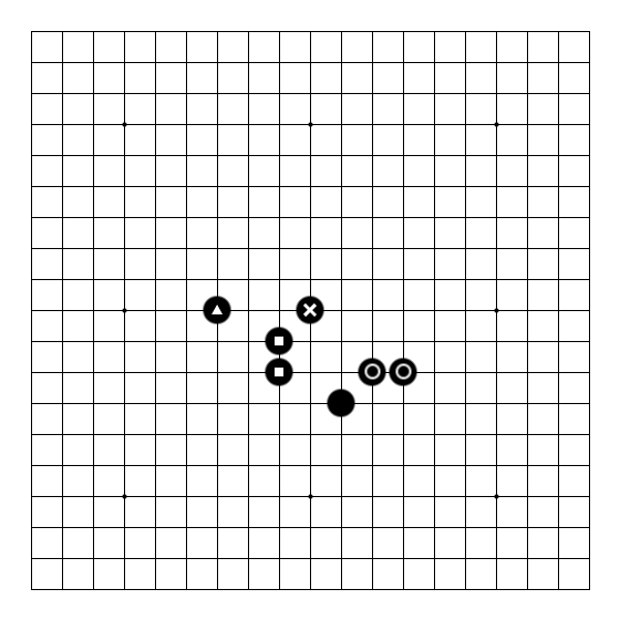 黑棋由5块棋构成